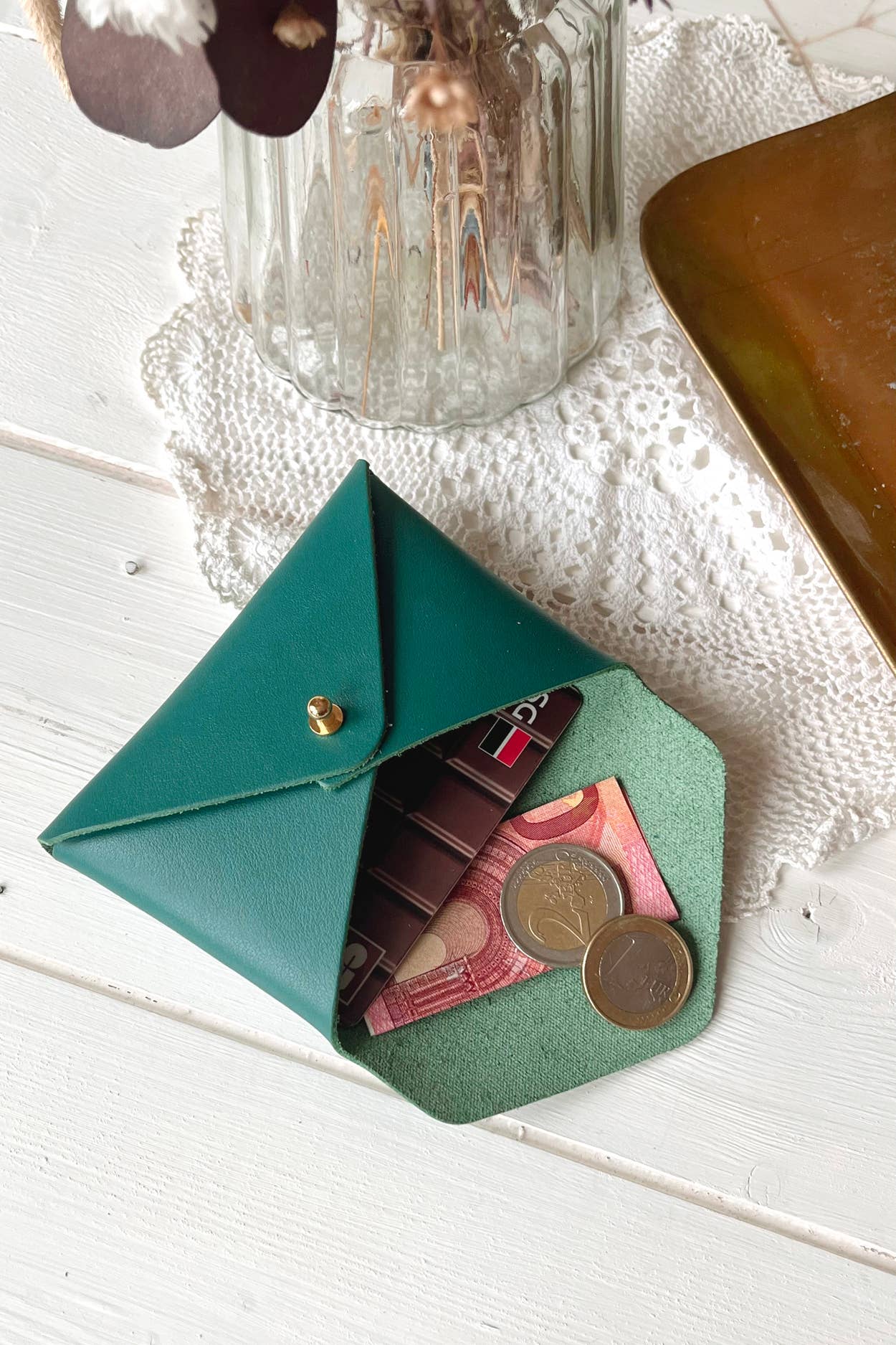 BARNABÉ AIME LE CAFÉ - Wholesale Card Holder - Women's - Leather envelope pouch / Card holder: Bichette, Love...6