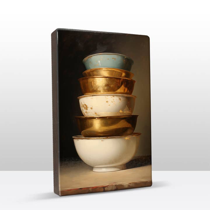 Stak af guld - Hvide skåle 2 for engroshandel hos Laqueprint