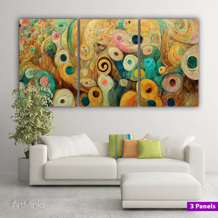 Pastel color abstract painting canvas print style of Gustav for wholesale by Artorang