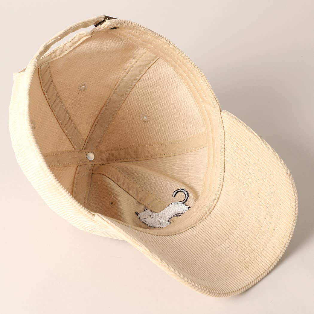 Fashion City - Vente Casquette de baseball – unisexe - Casquette baseball en velours côtelé brodée chat smoking10