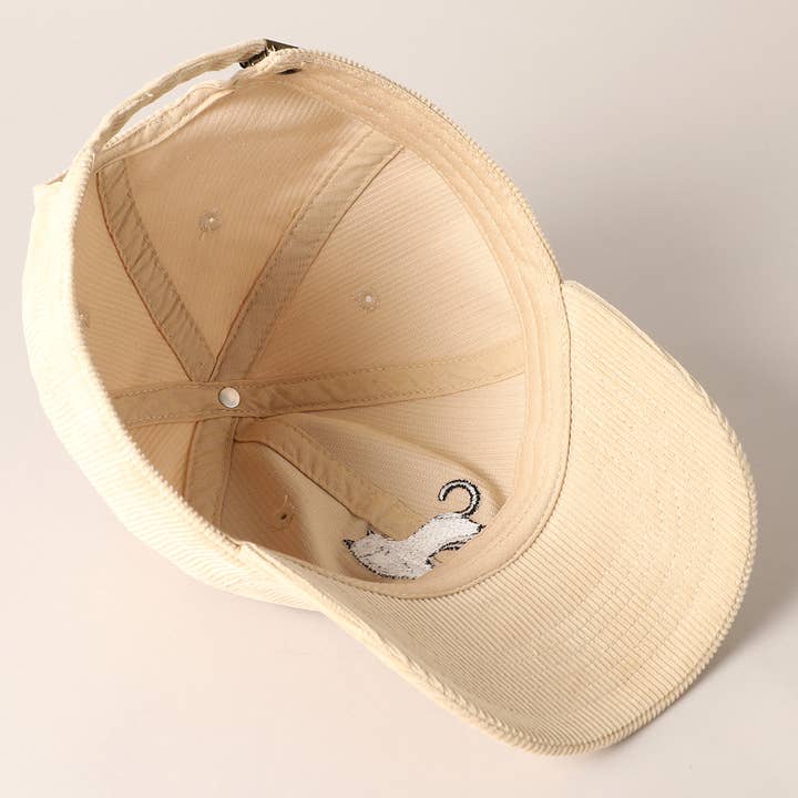 Fashion City - Vente Casquette de baseball – unisexe - Casquette baseball en velours côtelé brodée chat smoking10