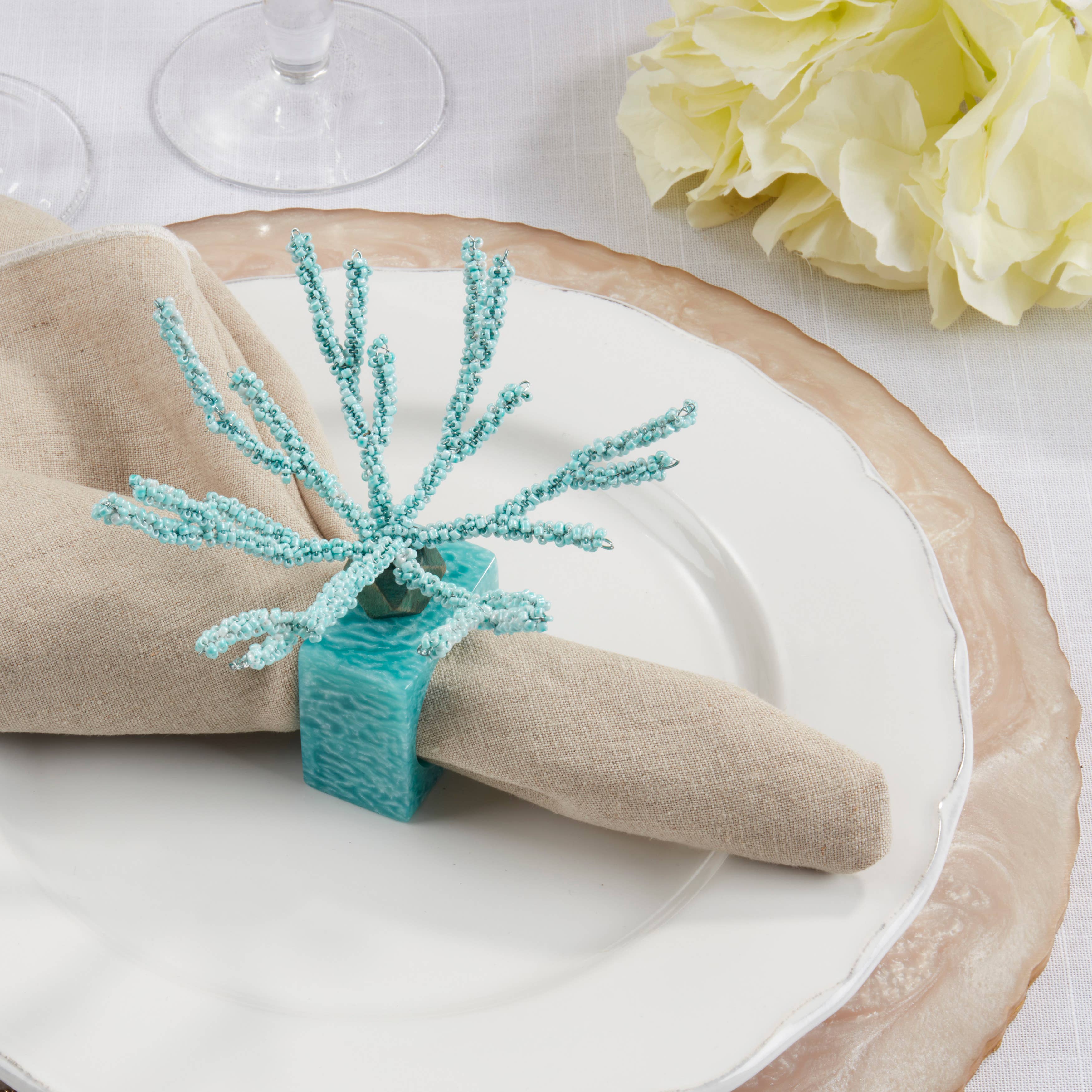 Saro Lifestyle – wholesale Napkin ring – Coral Breeze Beaded Resin Napkin Ring5