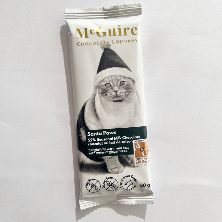 Chocolat au lait des Fêtes 52 % Santa Paws pour la vente par McGuire Chocolate Company