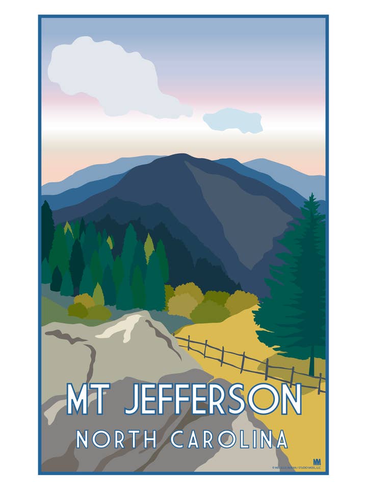 Mt Jefferson North Carolina Forår Natur Rejse Print for engroshandel hos Shell Creek Sellers