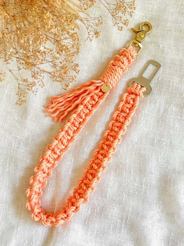 Macrame Dog Seat Belt / Car Restraint - Orange Creamsicle for wholesale by EMBER & IVORY