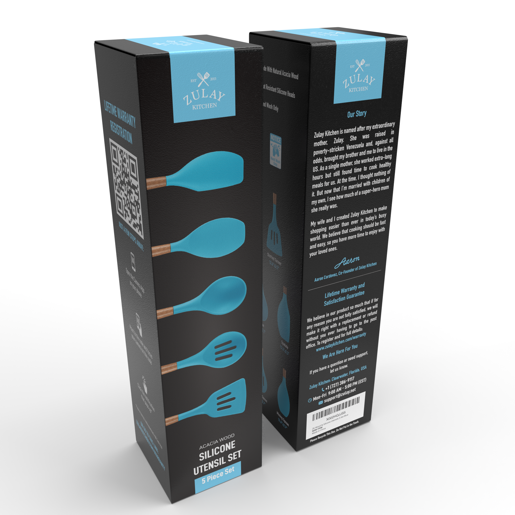 Zulay Kitchen - Wholesale Keukengereedschapsset - 5-delige set antiaanbak siliconen keukengerei met houten handvat14