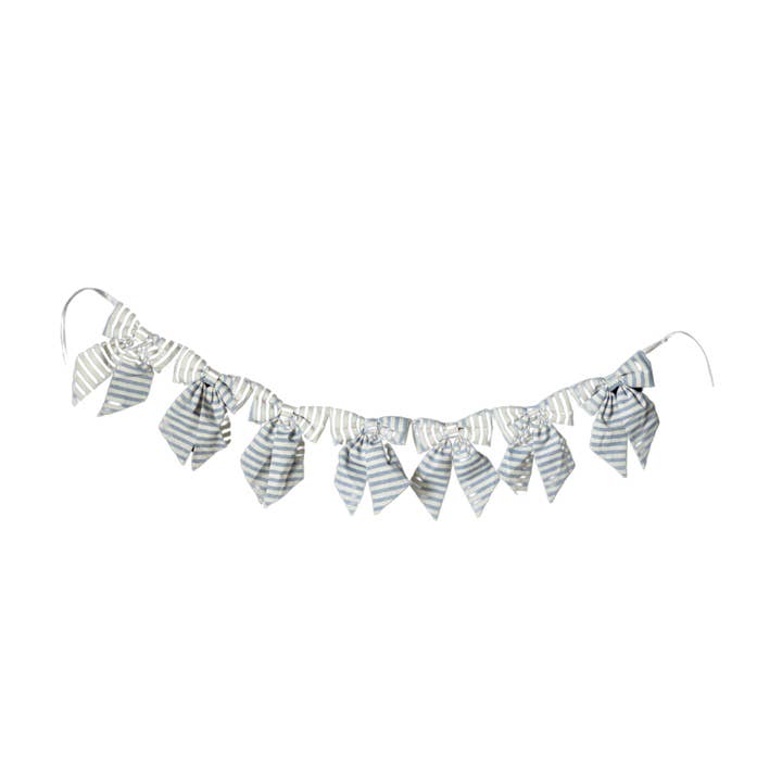 Luxe B Co - Wholesale Christmas Decoration - Striped Blue & Gold Bow Garland3