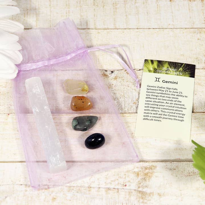Natures Artifacts Inc - Wholesale Spiritual Stone/Crystal - Gemini Zodiac Crystals - Horoscope Set
