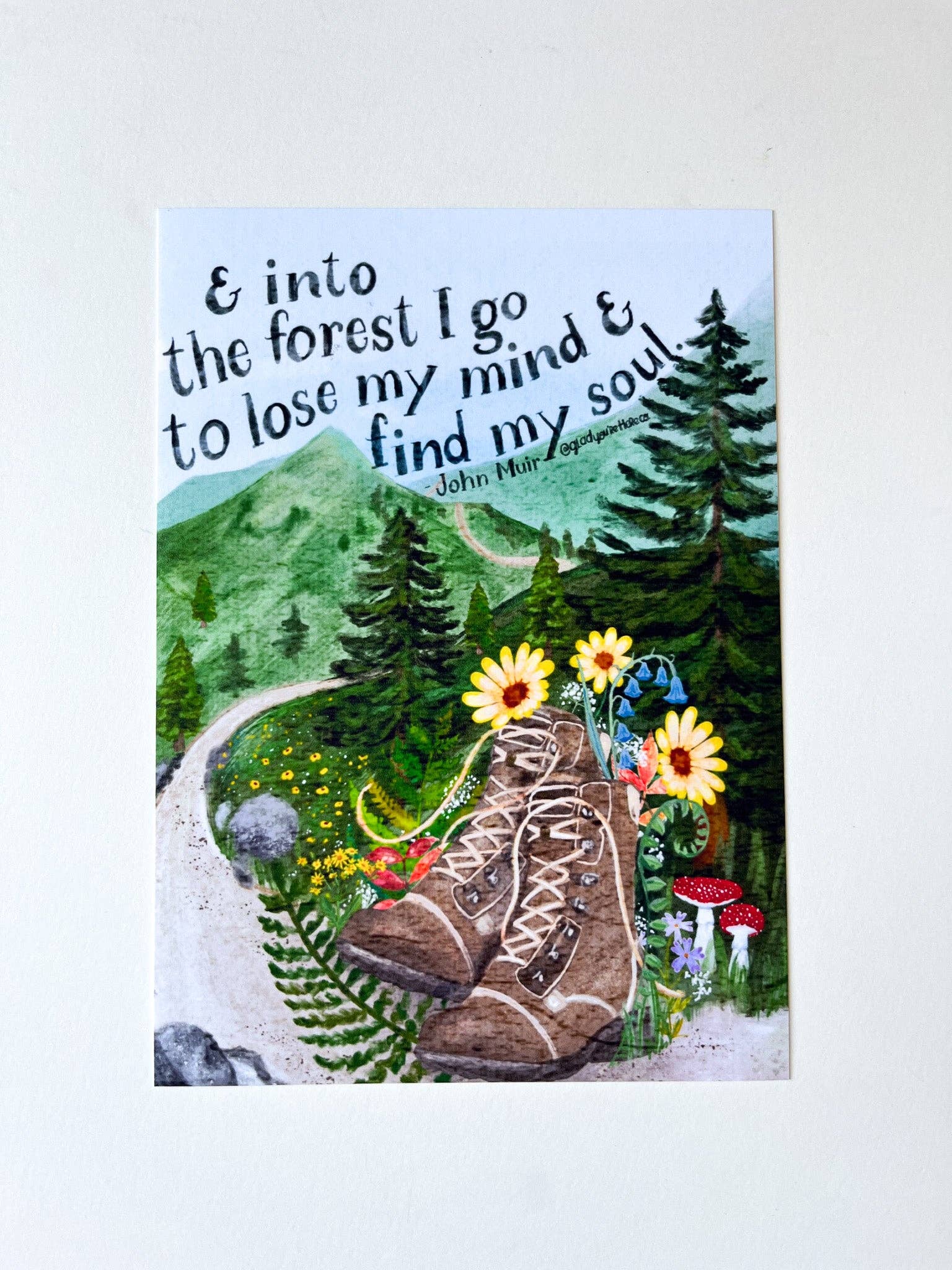glad you're here co - Wholesale Art Print - Forest Journey Art Print – Hiking Boots & Wildflower Scene | Satin-Finish Photo Paper, 5×7 • 8×10 • 11×14 (Quote Option Available)5