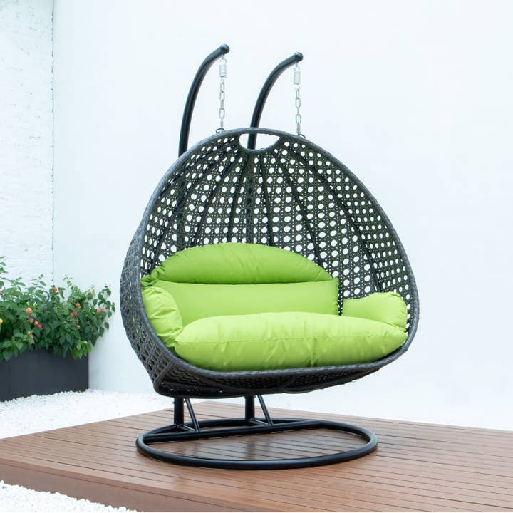 LeisureMod - Wholesale Egg Chair - Modern Charcoal Wicker Hanging Double Seater Egg Swing Chair76