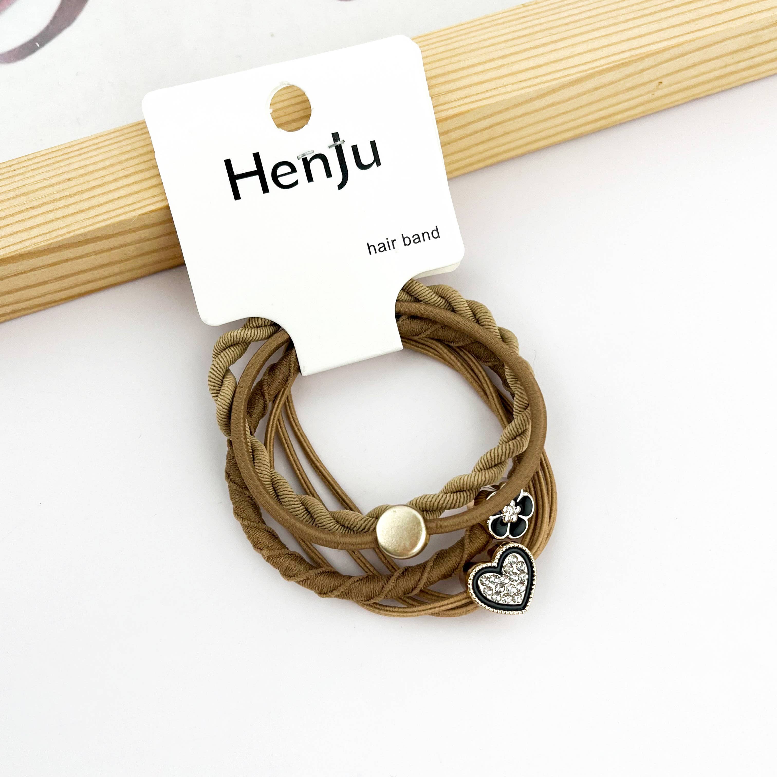 SoapElenGlen - Wholesale Hair Tie - 4pcs Heart Hair Tie Set, Flower Hair Tie4