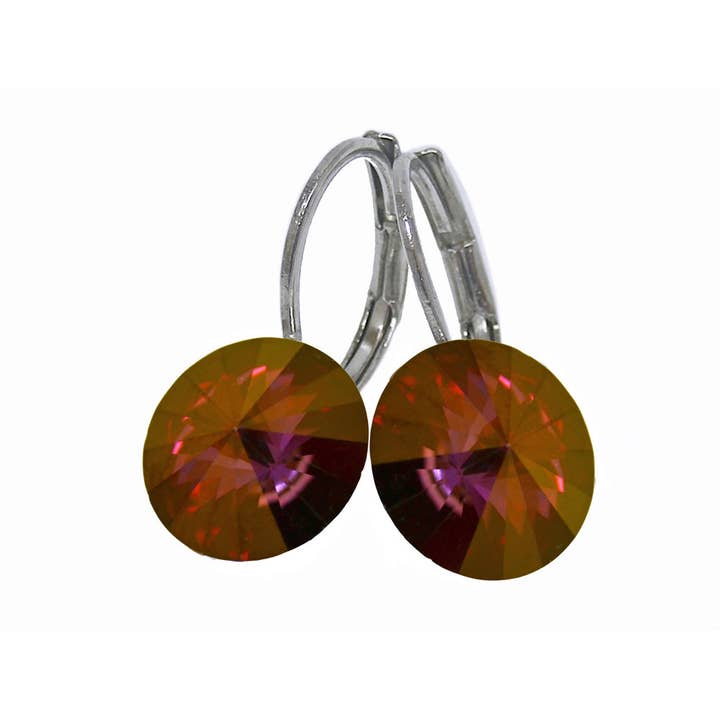 8mm lila schaduw kristal oorbellen voor wholesale door Janusch