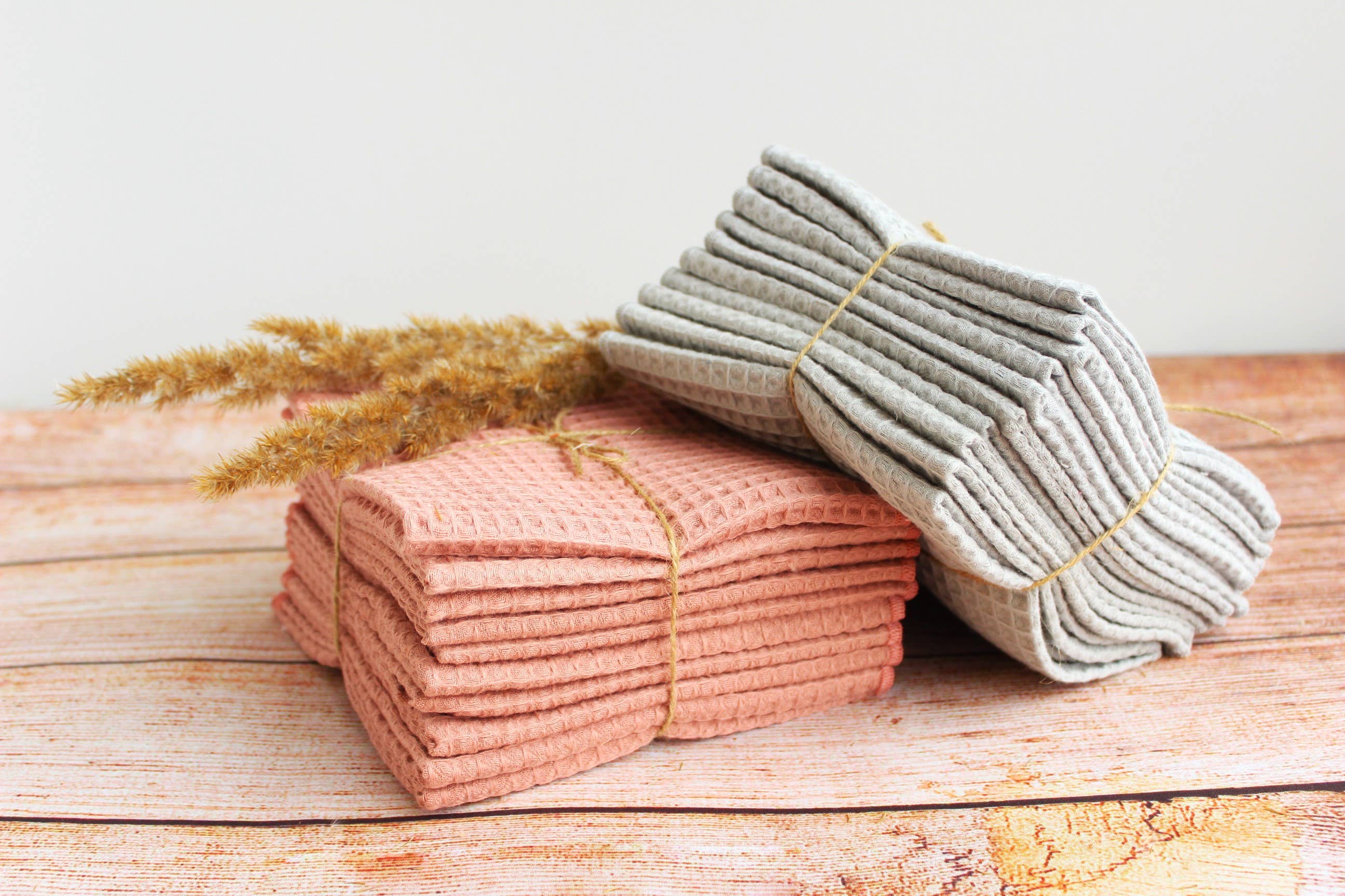 Bloom Pads - Wholesale Dishcloth - Small waffle Towels 5 PACK, Kitchen Dish clothes/Old pink1