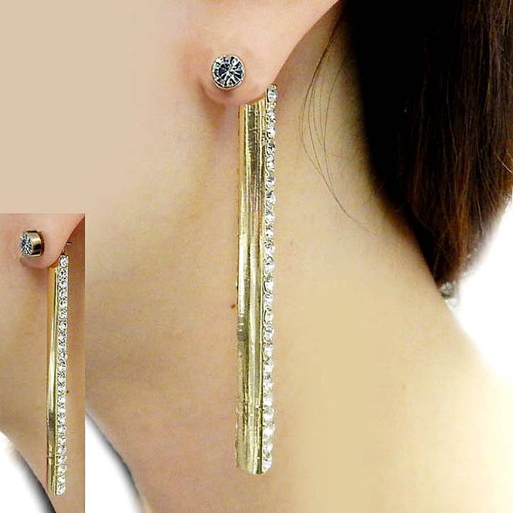 Rhinestone Bar Post Dangle Earrings for wholesale by Diacly