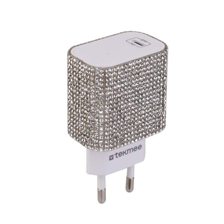 Tekmee - Wholesale Portable Charger - Silver Rhinestone Charger Tip - 20W, Fast Charging4