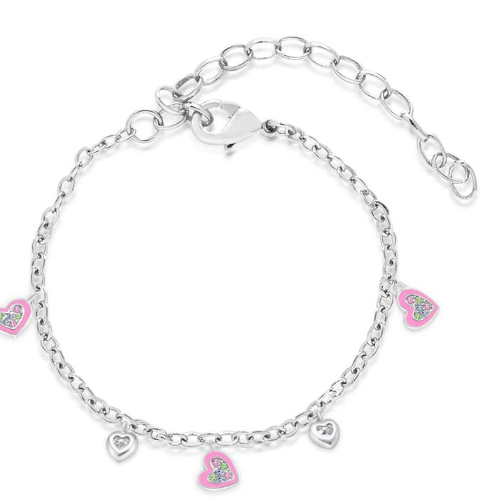 Børnearmbånd i hvidguldsfarve med hjertecharm for engroshandel hos Chanteur