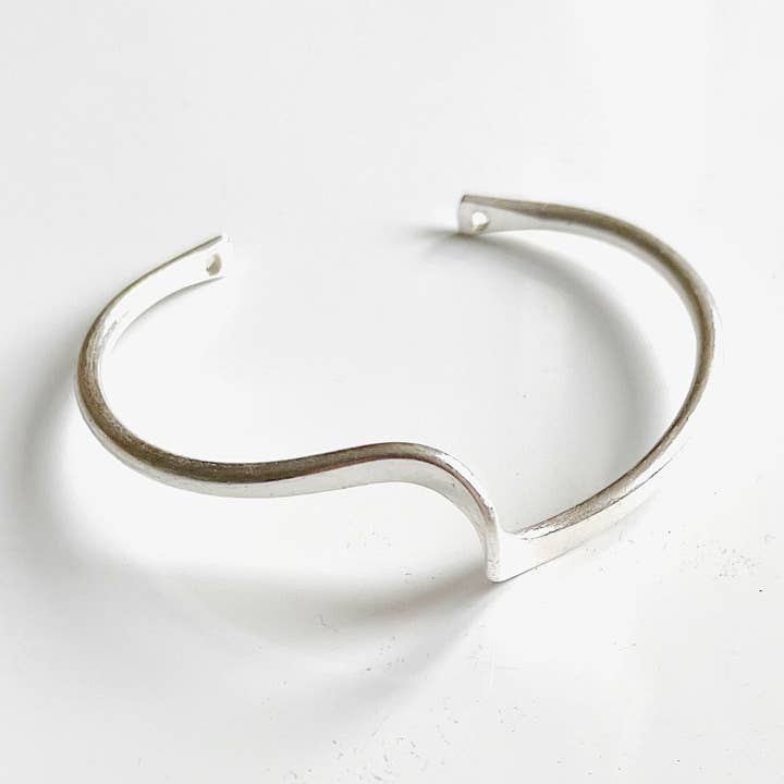 Silver Plate Wave Bangle for wholesale by Suzie Blue Canada