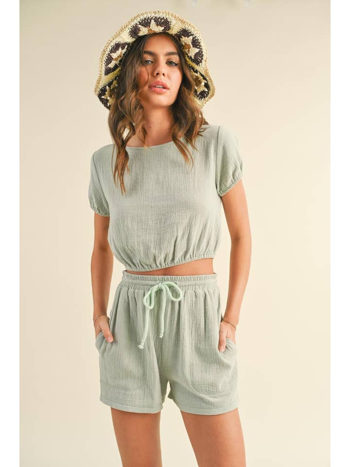 KIMBERLY C - Wholesale Lounge Set - Women's - Cotton Gauze Short Set
