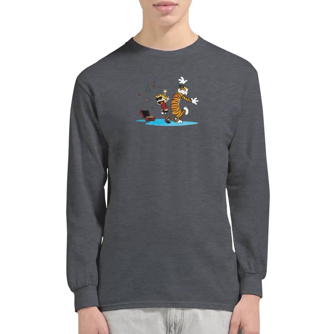 Art-O-Rama Shop - Wholesale T-Shirt (Graphic) - Unisex - Calvin and Hobbes Dancing with Record Player Long Sleeve Shirt5