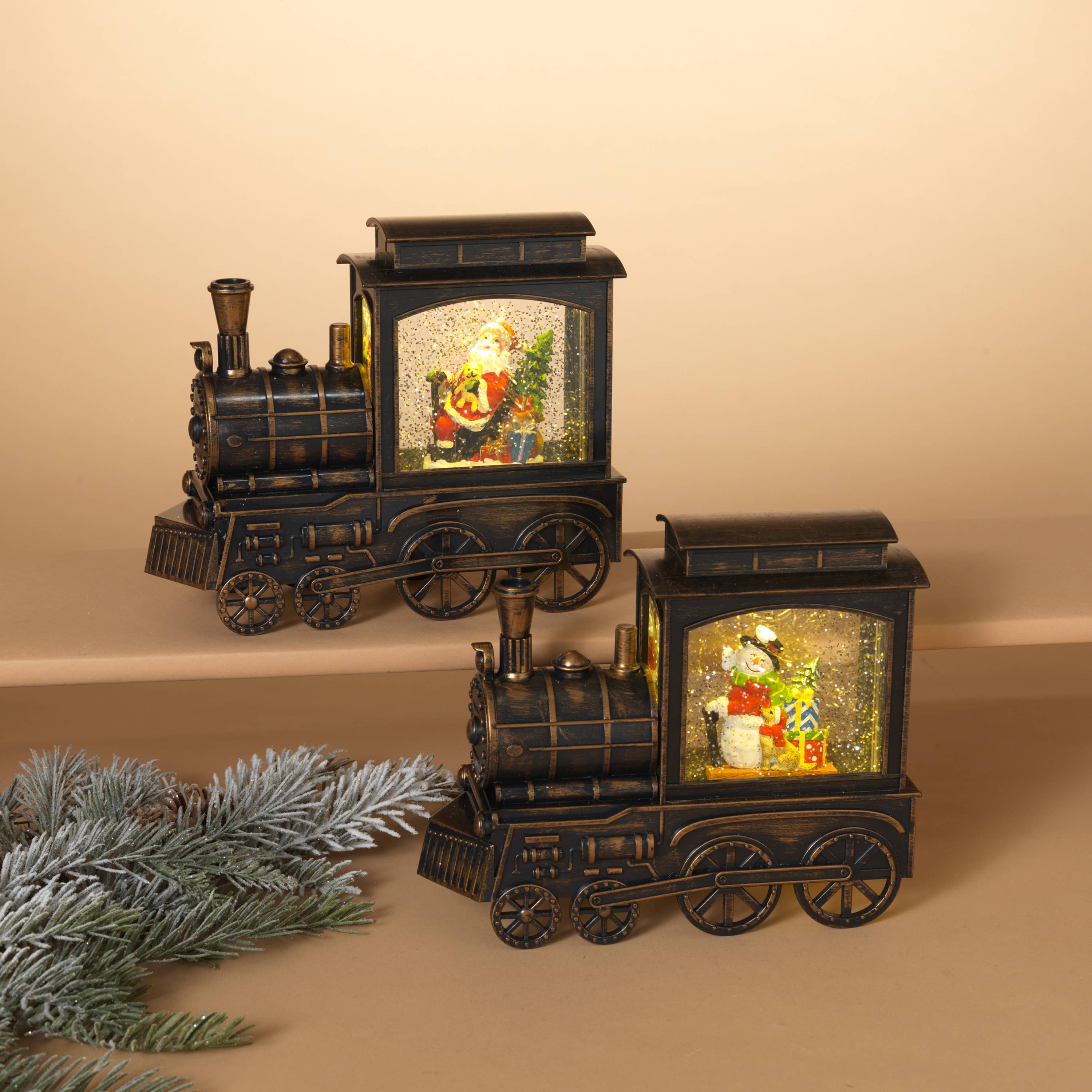 The Gerson Companies - Wholesale Decorative Figurine - Gerson 9.25"L B/O Lighted Musical Spinning Water Globe Train1