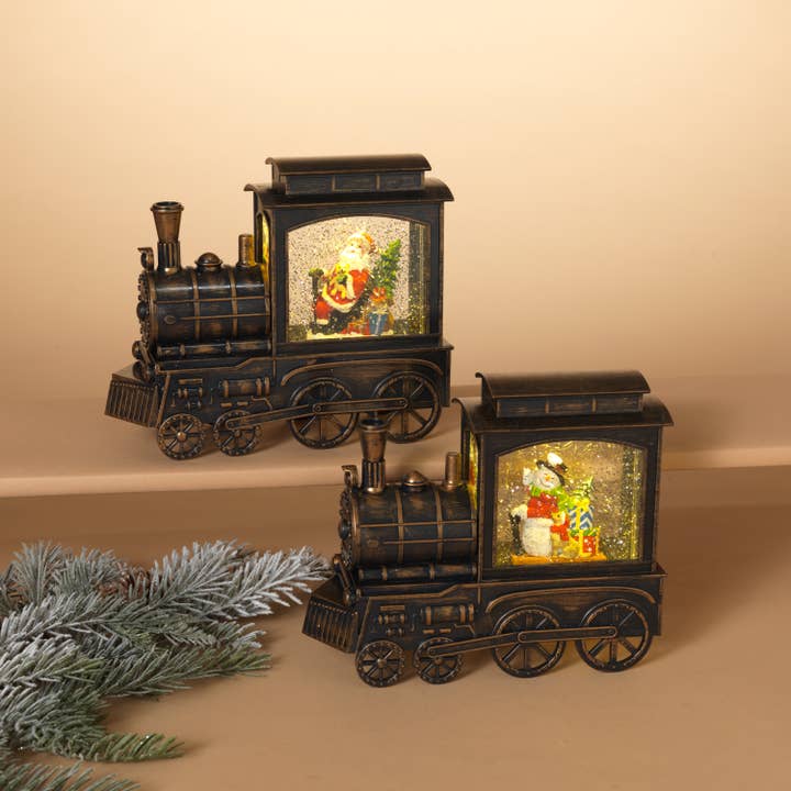 The Gerson Companies - Wholesale Decorative Figurine - Gerson 9.25"L B/O Lighted Musical Spinning Water Globe Train1