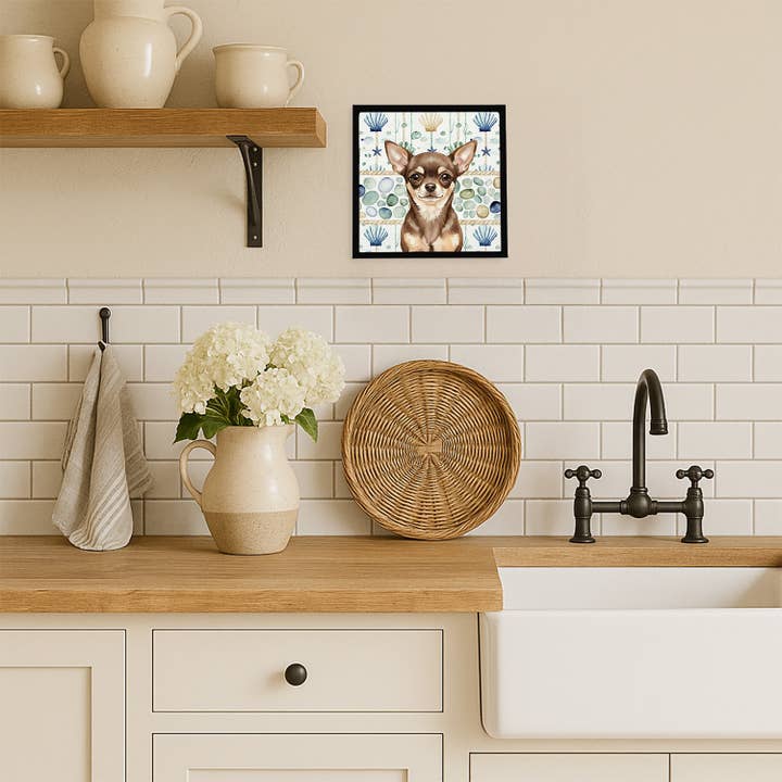 Chocolade Chihuahua Kustzeeglas Metaalprint WDK6970 voor wholesale door Caroline's Treasures