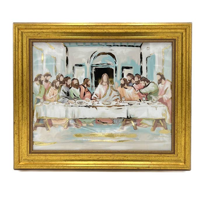 Impression encadrée de la Cène avec feuille d'or améliorée pour la vente par Rachel Brooks Design, LLC