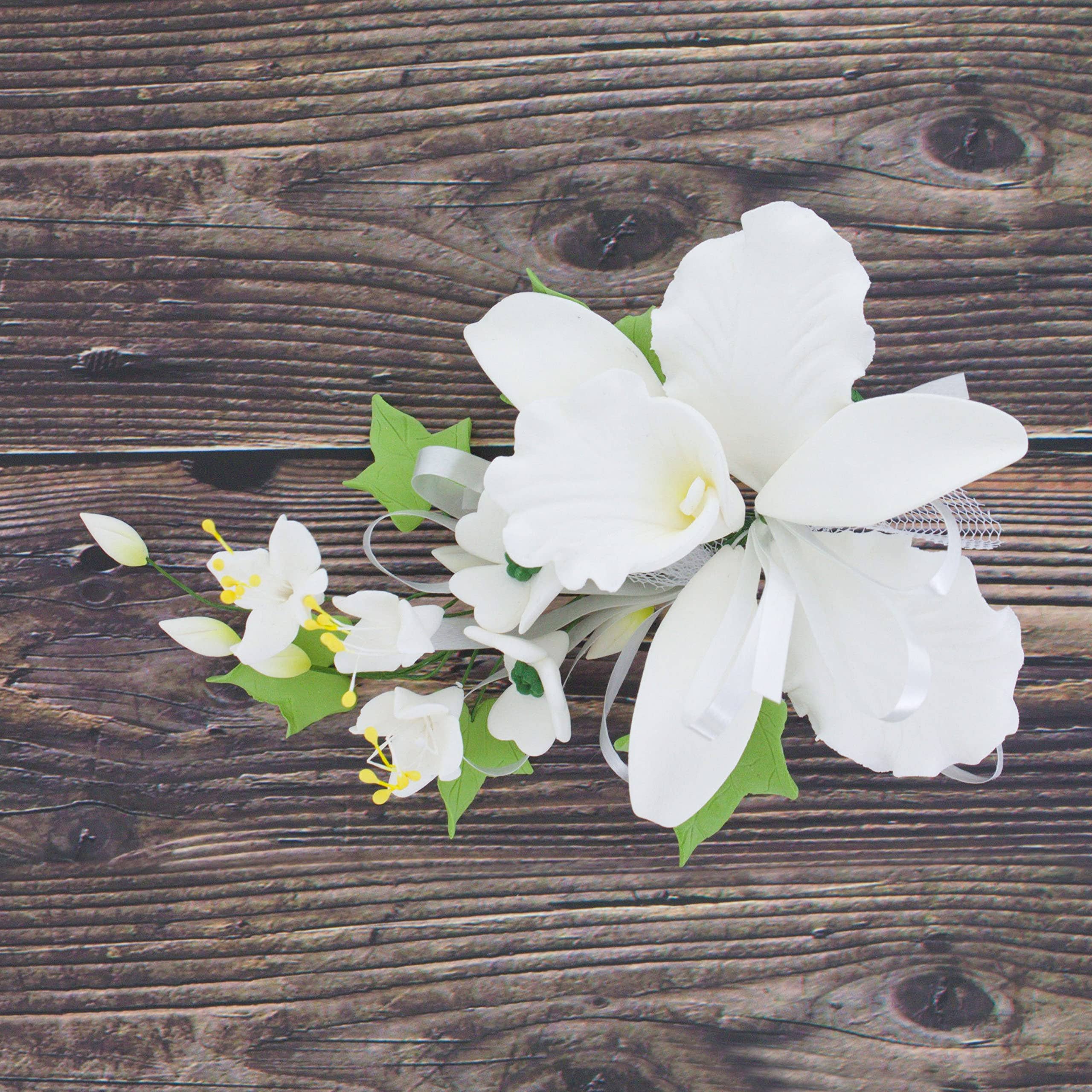 Global Sugar Art – wholesale Artificial flowers – Orchid Sugar Cake Flower Sprays, White Cattleya Orchid Spray, by Global Sugar Art7