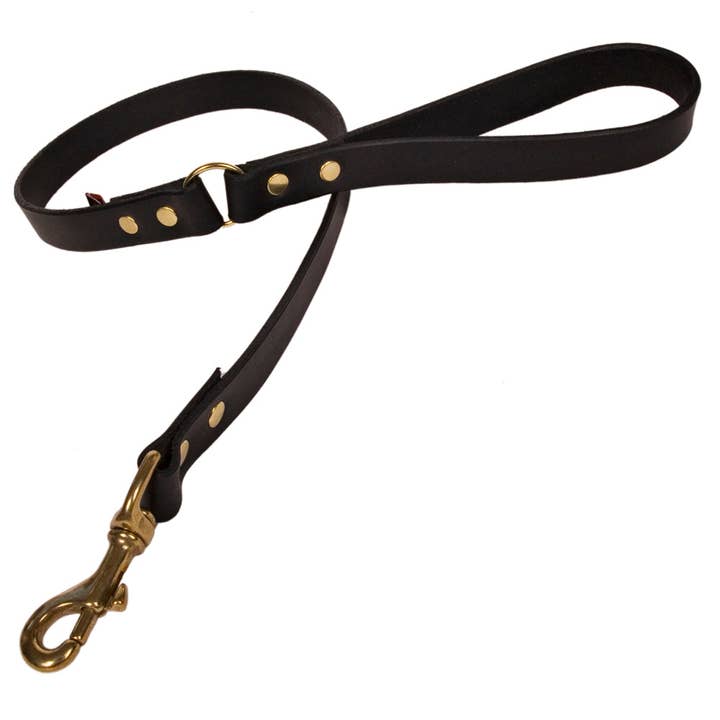 Laisse pour chien en cuir noir uni pour la vente par Creature Clothes