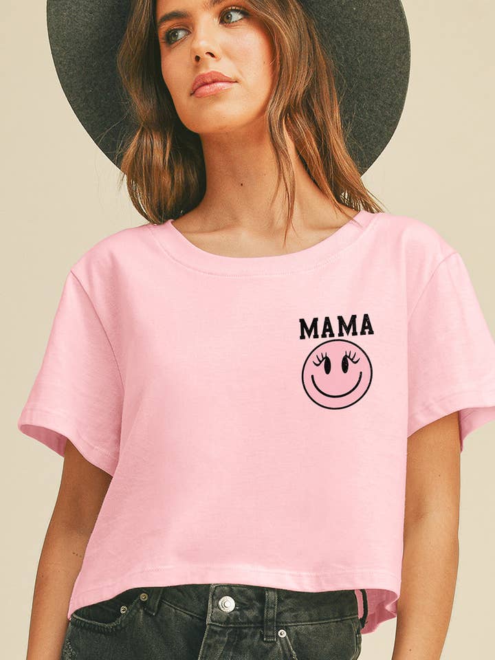 Mama Smile Premium Beklædning Vasket Boxy Crop Tee for engroshandel hos Honestee