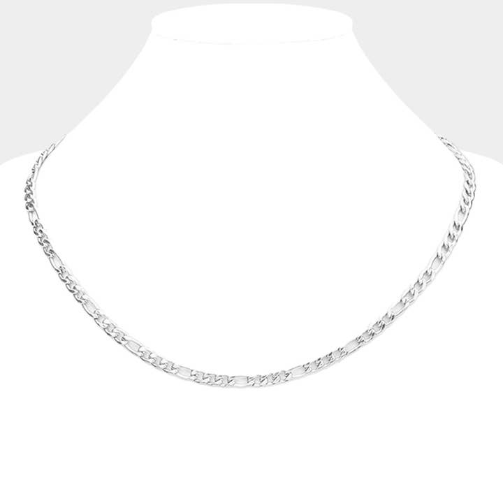 Sensibling Corp. - Wholesale Link & Chain Necklace - 16 INCH, 4mm Stainless Steel Figaro Chain Necklace1