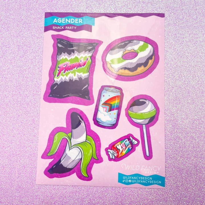 Agender Snacks klisterark for engroshandel hos Wild Fancy Design