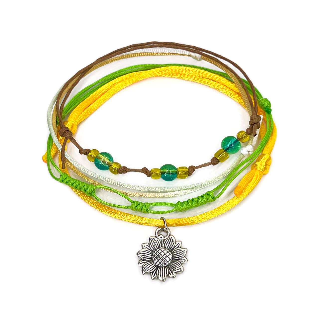 O Yeah Gifts - Wholesale Charm/Dangle Bracelet - Sunflower Bracelet, Flower Charm Bracelet Pack, Yellow Green