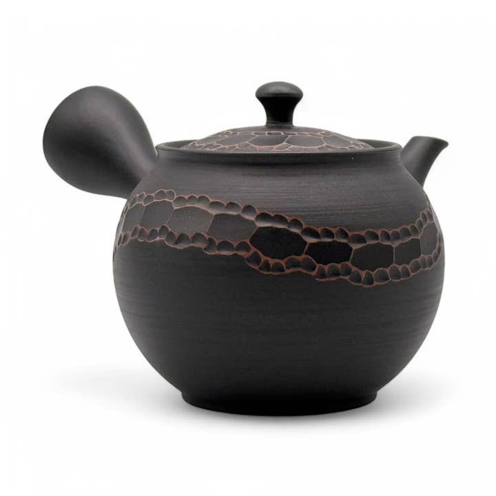 Inoue Tea - Vendita all'ingrosso Teiere - Uroko Black Tokoname-yaki Kyusu - Teiera giapponese0