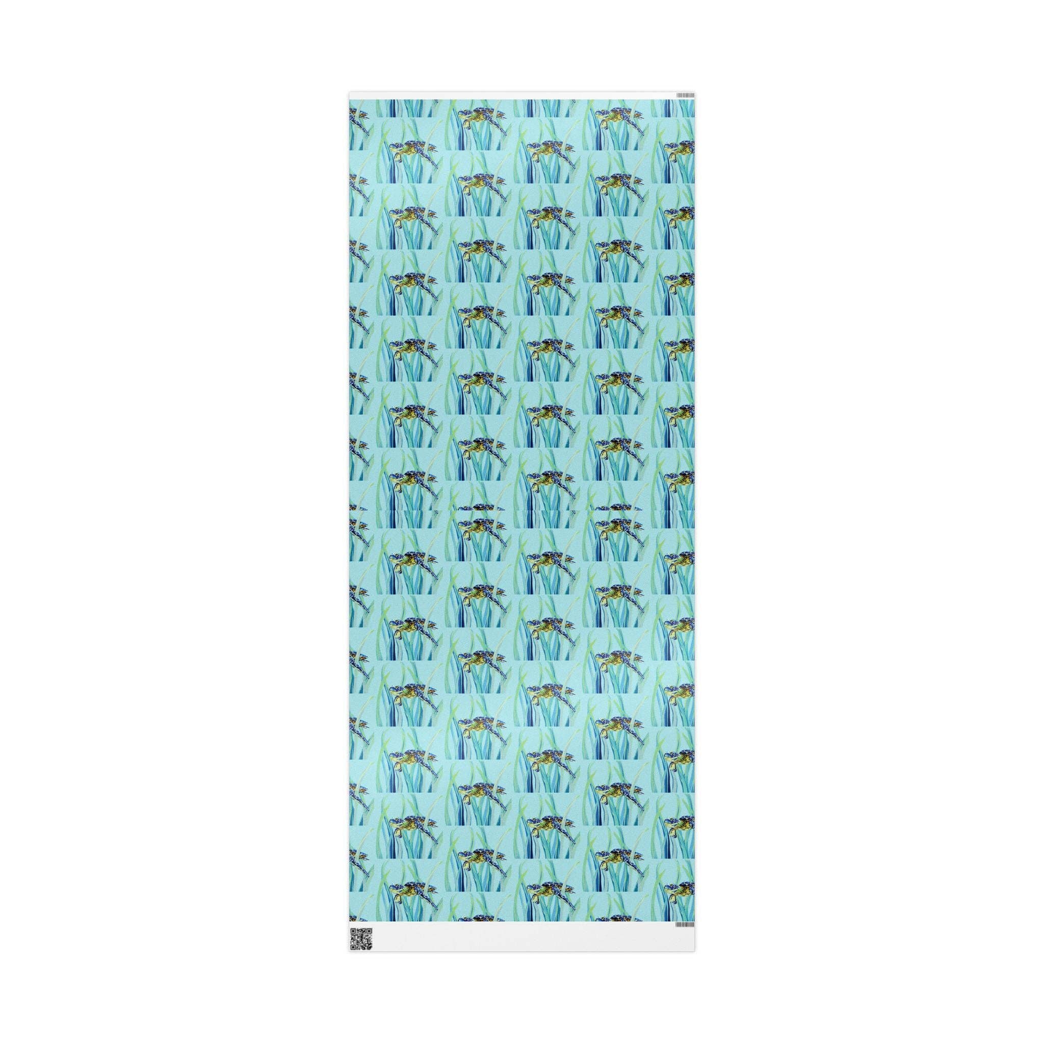 Blue Cava - Wholesale Flat Wrap - Swimming Sea Turtle Wrapping Paper5