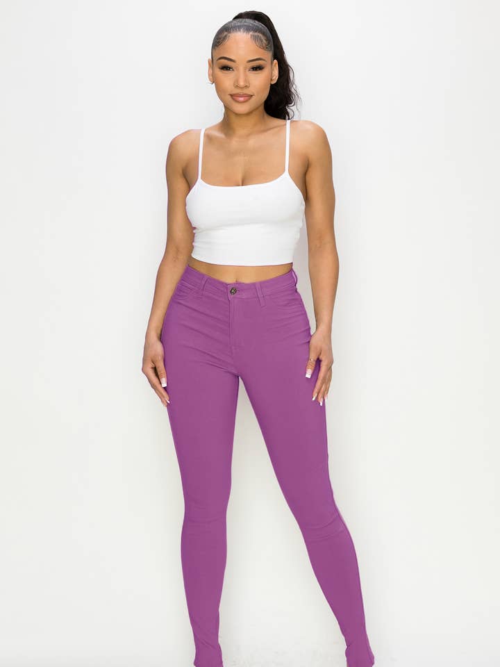 FARBEN SUPER-STRETCH DAMEN-SKINNY-JEANS MIT HOHEM BUND für den Großhandel von Denim Zone U.S.A.