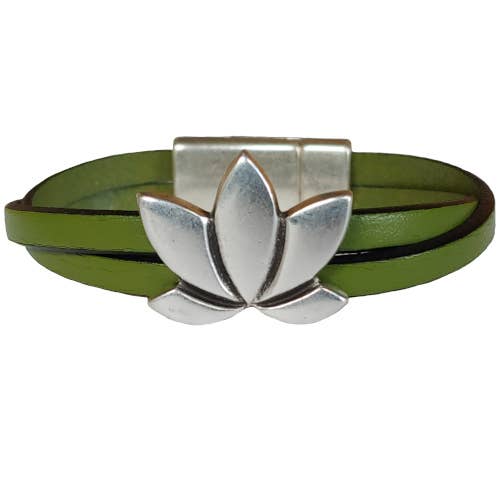 The Essence of Silver - Vente Bracelet jonc - Bracelet Femme en Cuir Lotus4