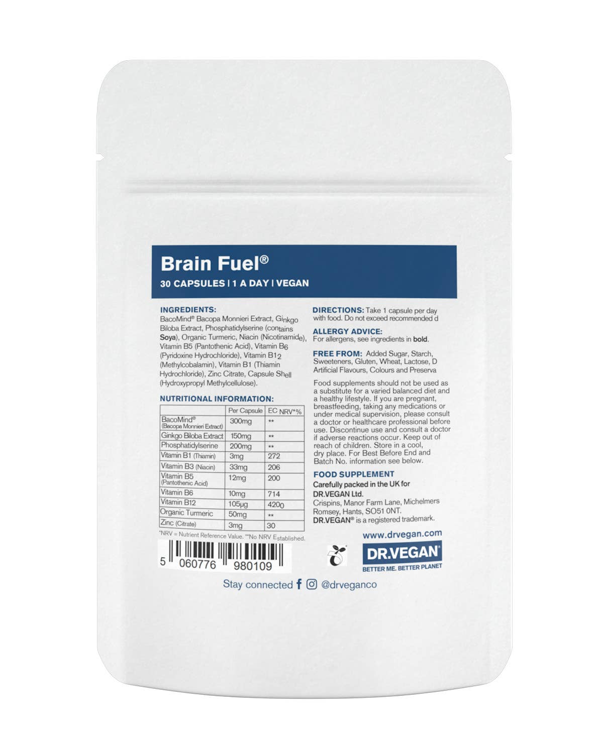 DR.VEGAN - Wholesale Voedingssupplement/vitamine - Brain Fuel® | 30 capsules | Geheugen, concentratie en focus2