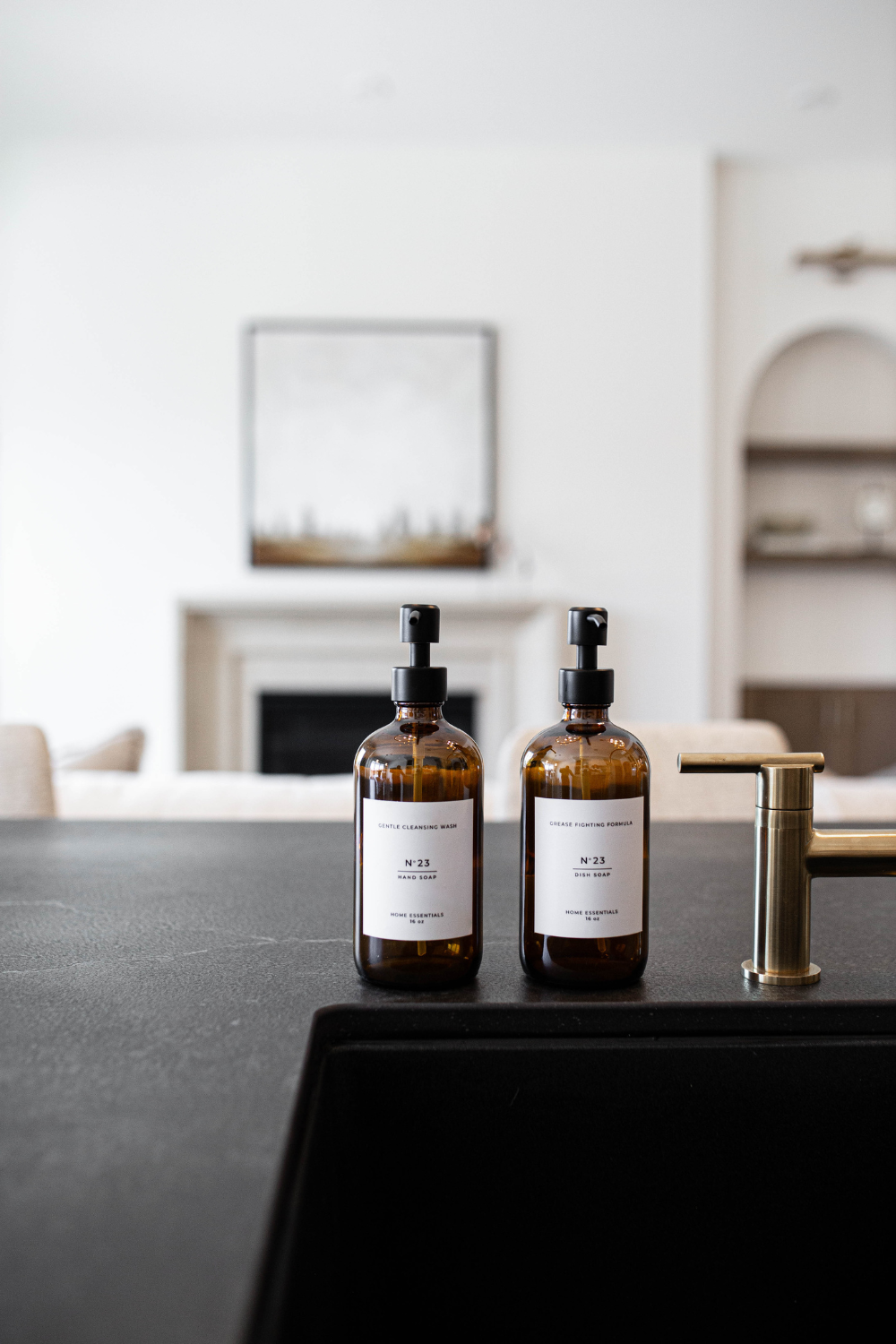 Luxe B Co - Vente Distributeurs de savon - Distributeur réutilisable de bouteille de savon ambre avec étiquette - Savon à vaisselle ou à mains  0