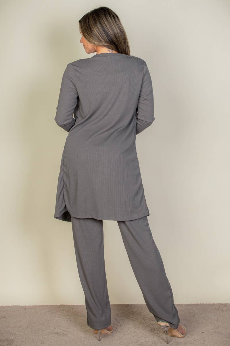 CAPELLA APPAREL - Wholesale Lounge Set - Women's - 3 Pieces Cami Top with Pants and Long Cardigan Set4