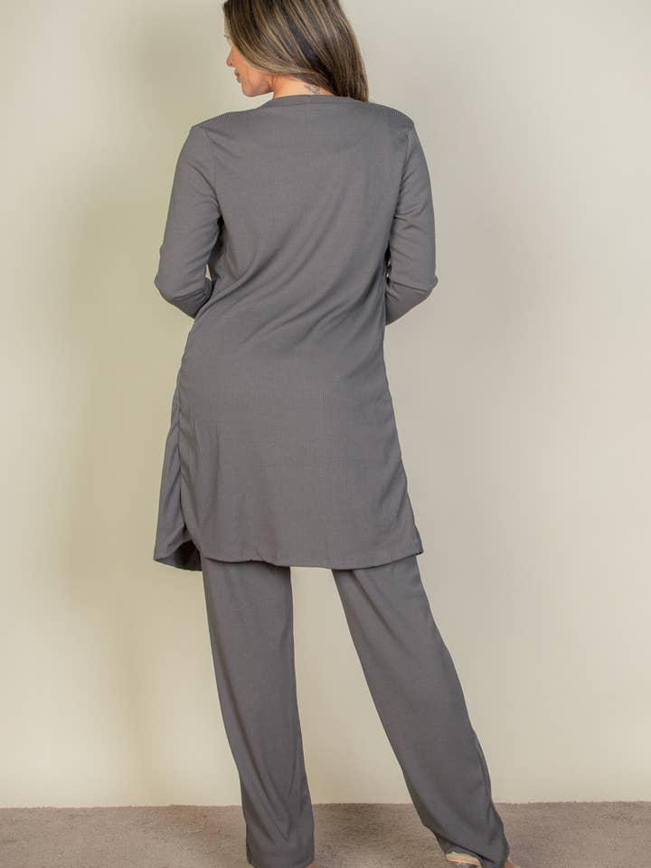 CAPELLA APPAREL - Wholesale Lounge Set - Women's - 3 Pieces Cami Top with Pants and Long Cardigan Set4