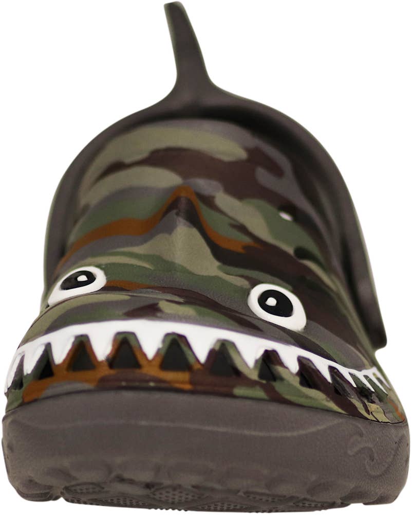 Eastern Off Price - Wholesale Sandals - Kids - Norty Grey Camo Shark Slip-on Sandal Slipper Clog 419244