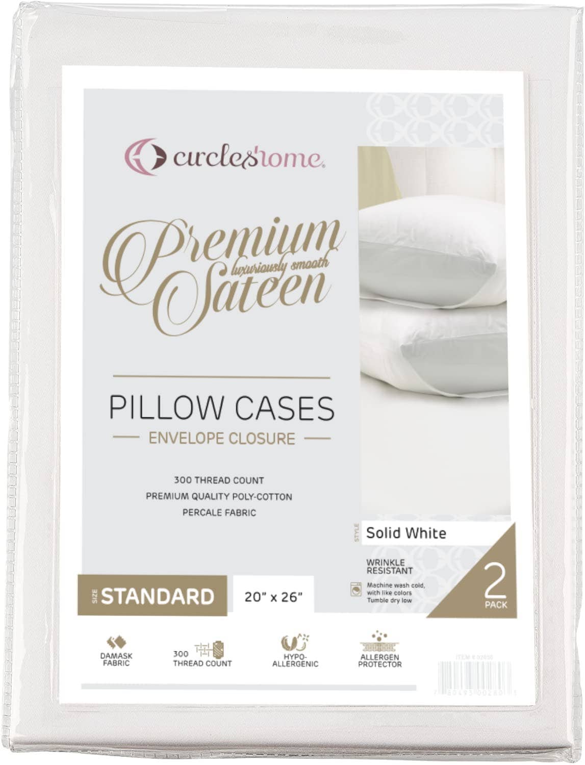 Mastertex - Wholesale Bedding Pillowcase/Sham - Circles Home 300TC Sateen Pillow Envelopes11
