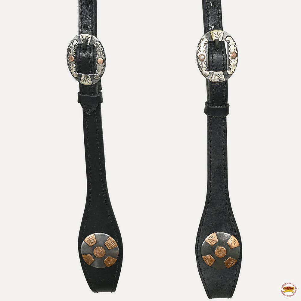 HILASON - Wholesale Horseback Riding Gear - Hilason Horse Genuine Leather One Ear Headstall Bridle GS Concho Black23