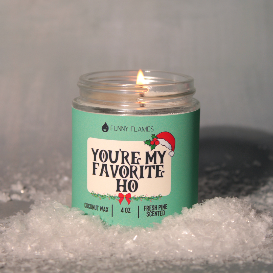 Funny Flames Candle Co - Les Creme – wholesale Burkljus – Du är min favorit Ho 4OZ Funny Candle Xmas Stocking Stuffer3