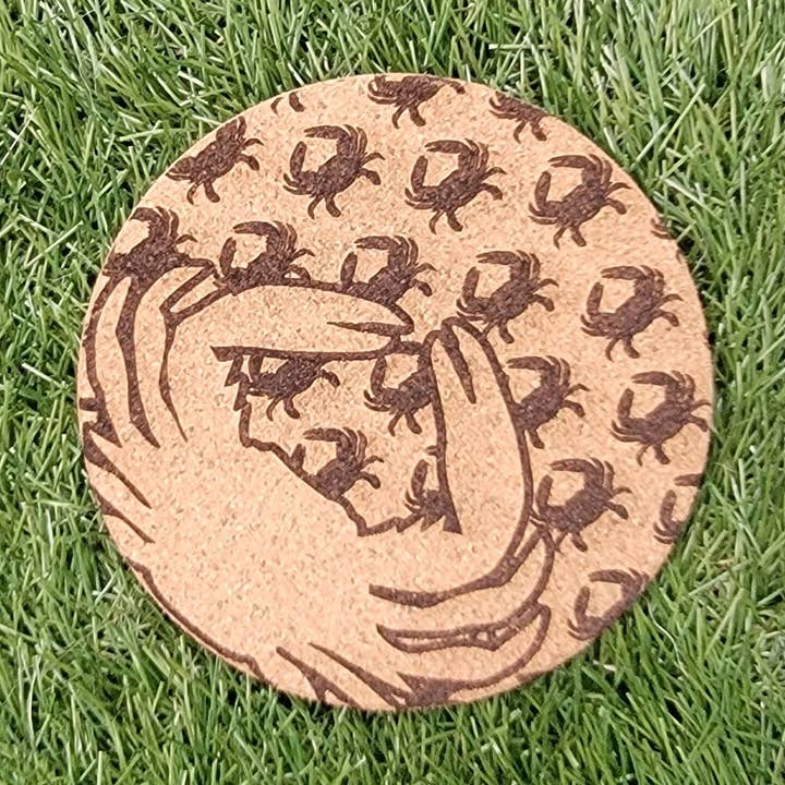 Large Crab With Crab Pattern Coaster - INDIVIDUAL COASTER for wholesale by LeRoy Woodworks