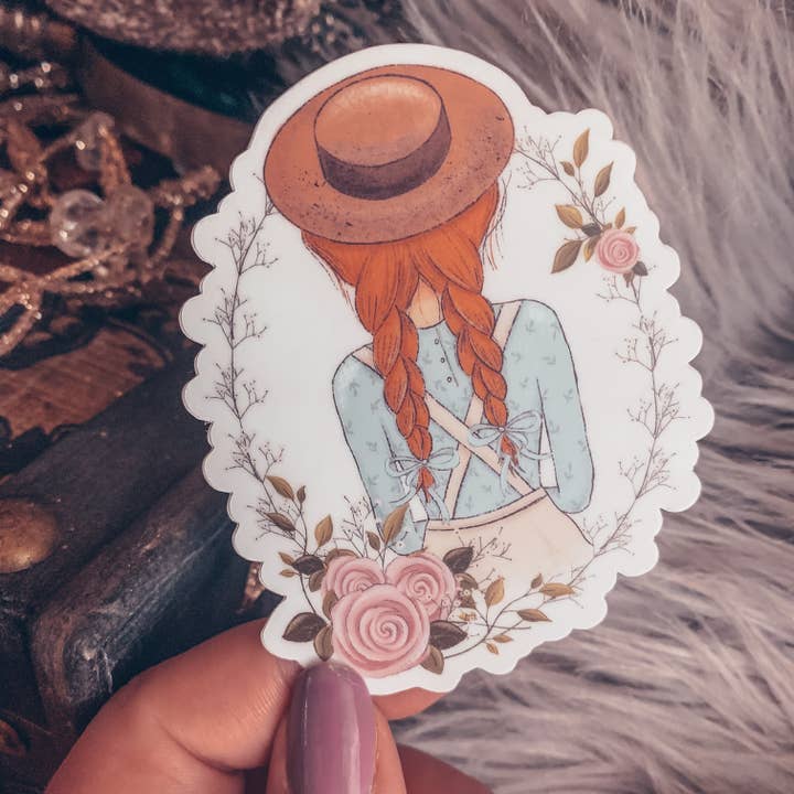 Anne of Green Gables Vinyl Watercolor Sticker for wholesale by Mirkwood Scribes