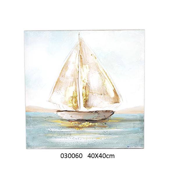 Tela 100% Pintada à Mão Com 1 Barco 40 X 40 cm por atacado de Faye