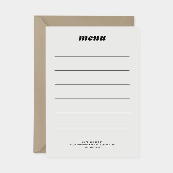Personlig Blank Menu Card for engroshandel hos The Design Craft
