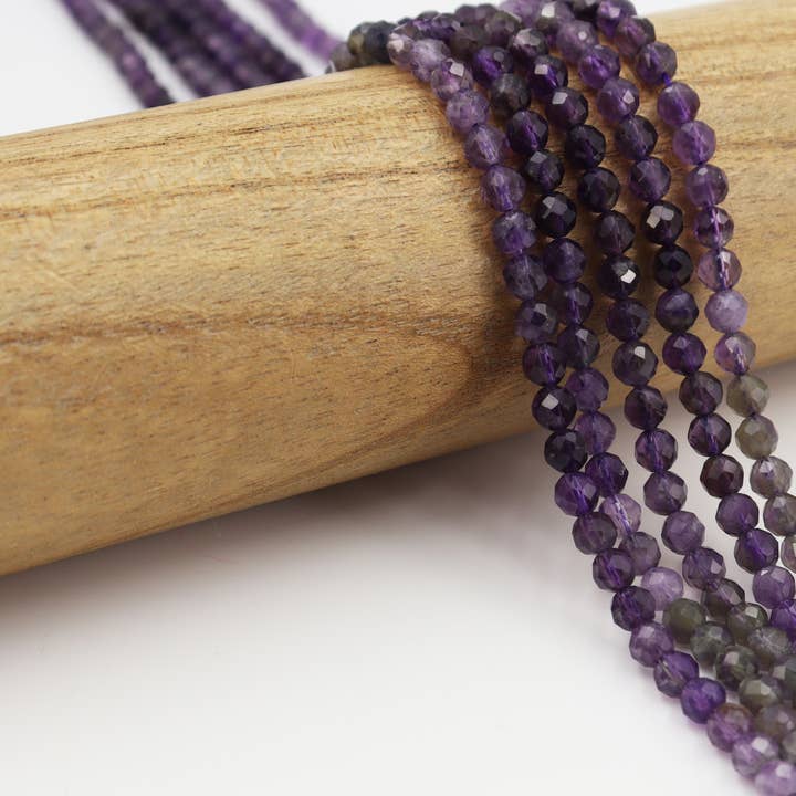 Amethyst Geode Faceted Round Gemstone Beads Purple PRP1052 for wholesale by Beads Creation